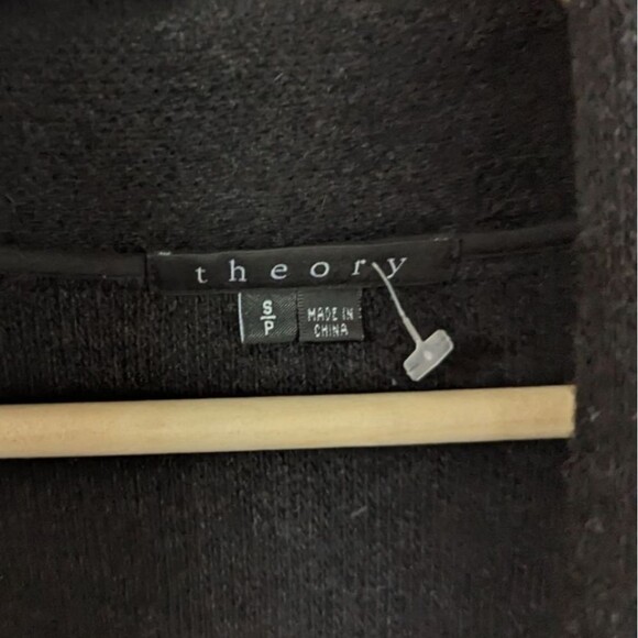 Theory Wool Cashmere Gray Black Open Front Cardigan Sweater S Small - Picture 2 of 9